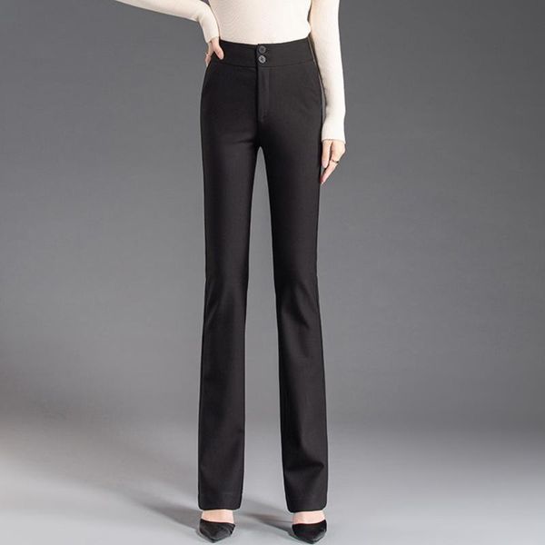 

style for autumn winter slim pants high waist women loose black plus sized flared casual trousers s to 5xl women's & capris, Black;white