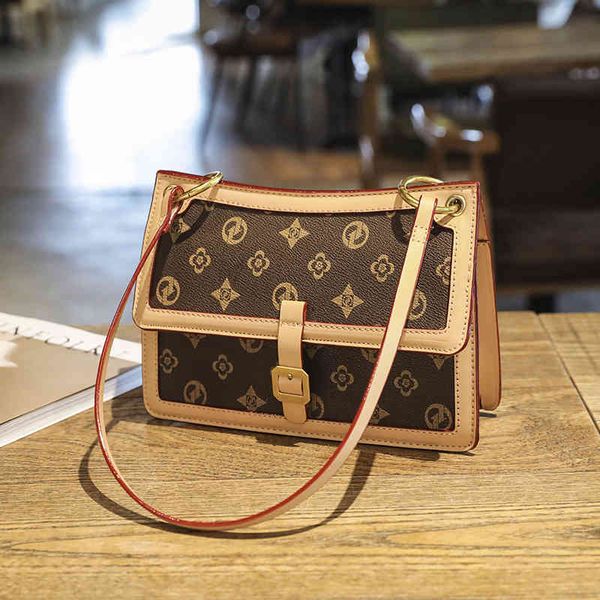 

handbag bag 2021 fashion one shoulder messenger printed small square, Black;red