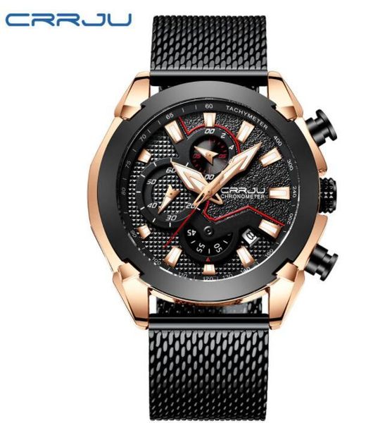 

cwp brand crrju men watches luxury sports chronograph full stainless steel waterproof business quartz watch relogio masculino, Slivery;brown