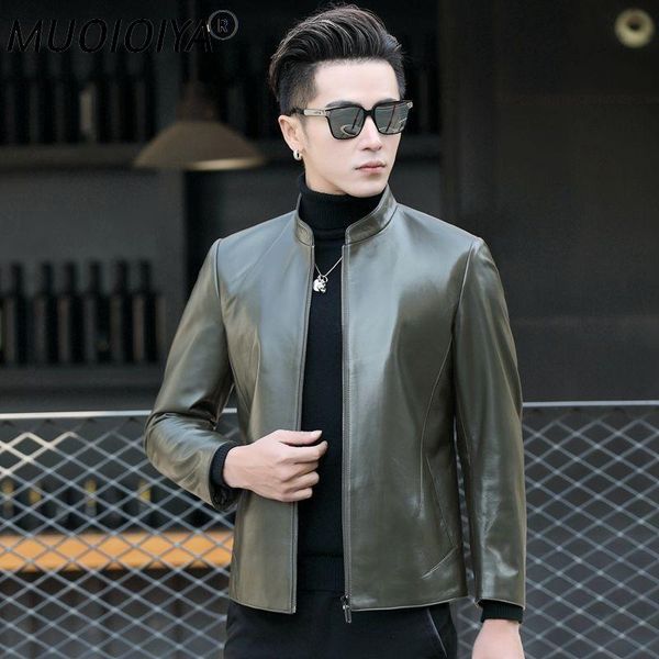 

men's leather & faux 2021 autumn winter men parka real fur coat male sheepskin genuine jacket motorcycle casual korea style outwear d96, Black