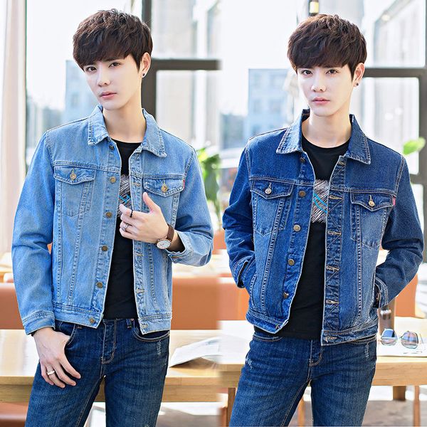 

men's jackets spring and fall denim cute guy jacket big, Black;brown