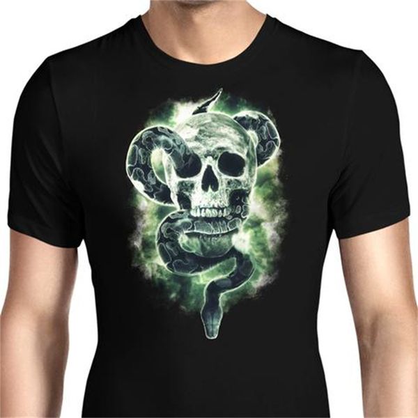 

fashion cartoon skull snake print pattern round neck short-sleeved t-shirt for men and women, comfortable and loose casual, White;black