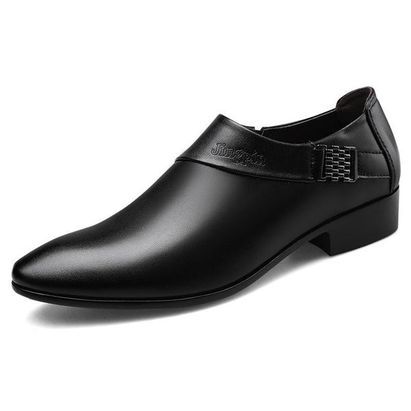 

dress shoes mens luxury wedding leather elegant business for men 2021 zapatos plateado hombre schoenen mannen, Black