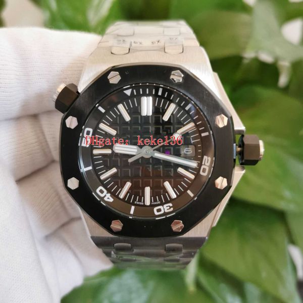 

classic series excellent wristwatches men watches 42mm 15703 stainless steel black dial pvd coating bezel sapphire automatic mechanical mens, Slivery;brown