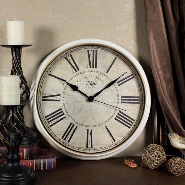 

digo wall clock metal silent non-ticking battery quartz retro rome digital clocks 15 inch decor table dial for bathroom