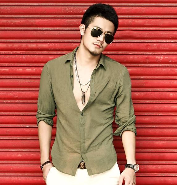 

men's casual shirts zogaa summer shirt baggy linen mens solid long sleeve turn-down collar dress camisa masculina, White;black
