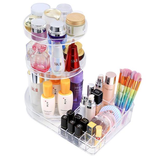 

storage boxes & bins height adjustable acrylic makeup organizer 360 degree rotating cosmetics rack for lipstick/skin care product holder