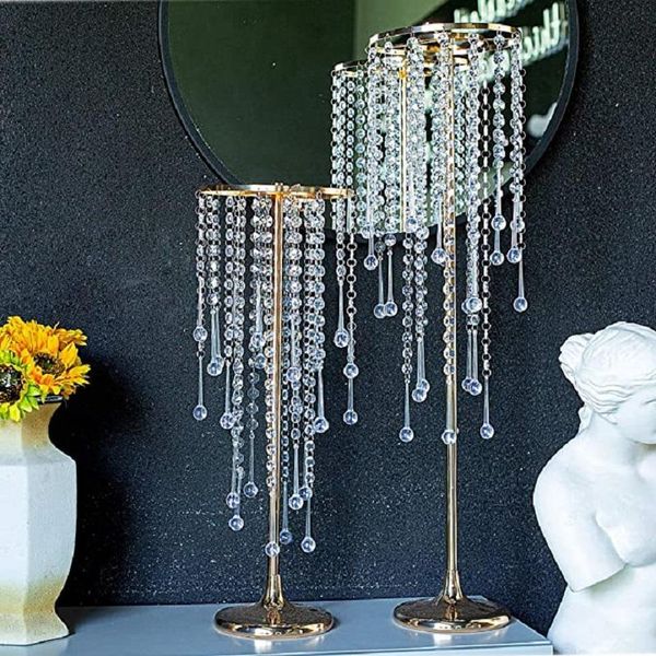 Titulares de vela Otation Candlestick Casamento Props Cristal Bead Cortina Rotação Flor Bracket Vaso Stand Presente de Natal