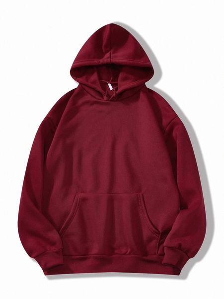 

solid kangaroo pocket thermal lined hoodie 89hc#, White;black