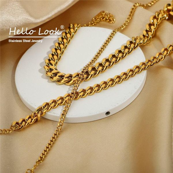 

anklets hellolook 3/6/8mm miami cuban anklet chain women stacking 18k gold plated stainless steel bracelet ankle jewelry, Red;blue