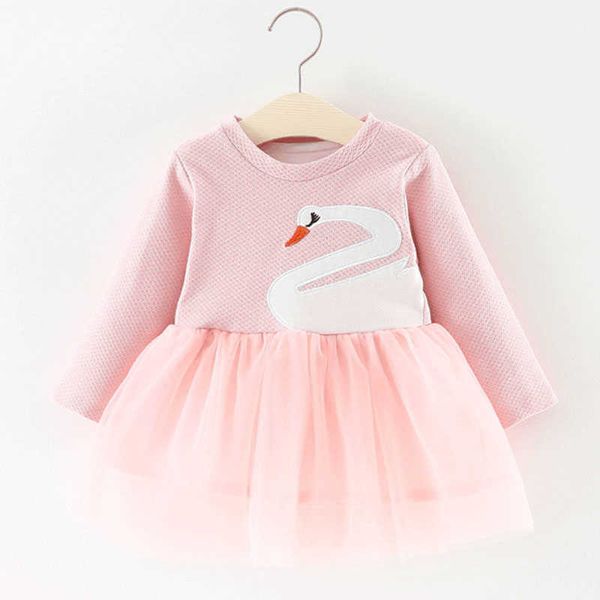 Urso líder moda bebê vestido cisne outono bebê princesa roupa manga comprida vestido infantil primavera meninas roupas 210708