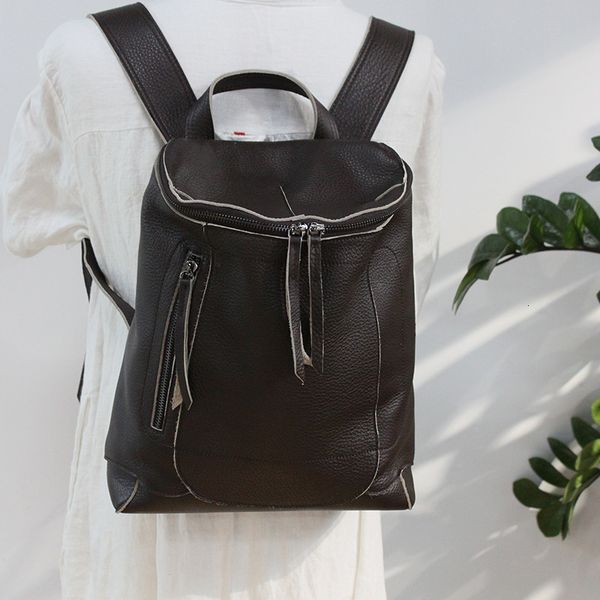 

cow soft korean leather large capacity women's backpack schoolbag