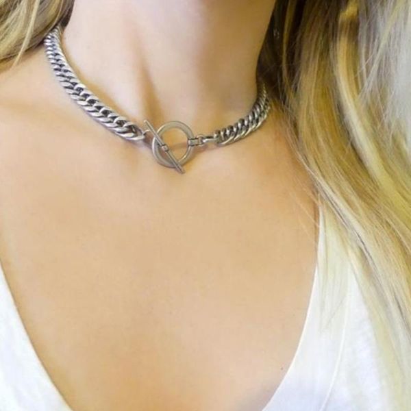 

chains chunky miami cuban hip hop chain necklace gold/silver color stainless steel polishing no fade for girls teens gift