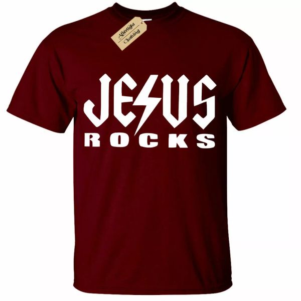 

jesus rocks t-shirt christianity christian religious gift tee man, White;black