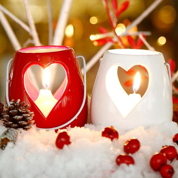

candle holders modern nordic style creative aesthetic red heart hollow out mum tutucu wedding decor ei50ch
