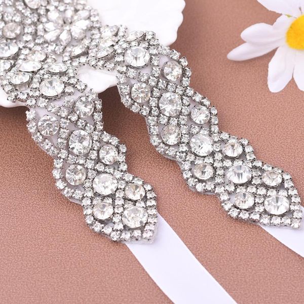 

wedding sashes zms161c dresses belt rhinestone applique silver sash bridesmaid women's belts fashion diamond bridal accessories, White
