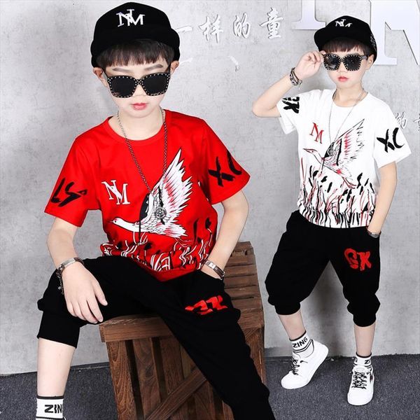 

boys summer clothing set children short sleeve clothes casual sports suits 4 5 6 8 9 10 11 12 14, White