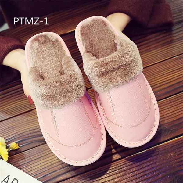 

warm cotton slippers for female lovers indoor non-slip plus plush thick sole ptmz 211110, Black