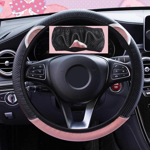 

soft steering wheel cover carbon fiber look comfortable elastic for all seasons car clean covers