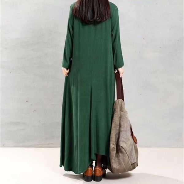 

long cotton sleeve dress linen women's, White;black