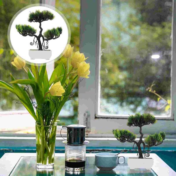 

decorative flowers & wreaths 1pc plant simulation indoor bonsai supply (green)