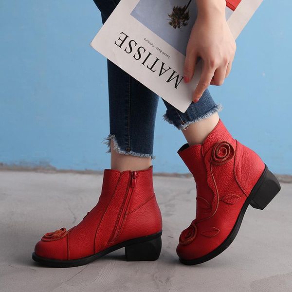 

autumn winter women boots side zipper thick heel shoes woman, Black