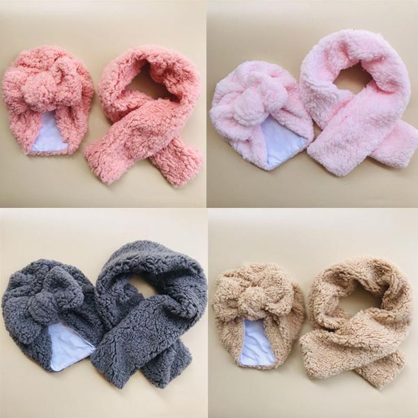 

caps & hats 2 pcs winter warm hat scarf set solid color lamb wool bowknot kids beanie cap thicken baby bonnet for 1-2 years boys girls, Yellow