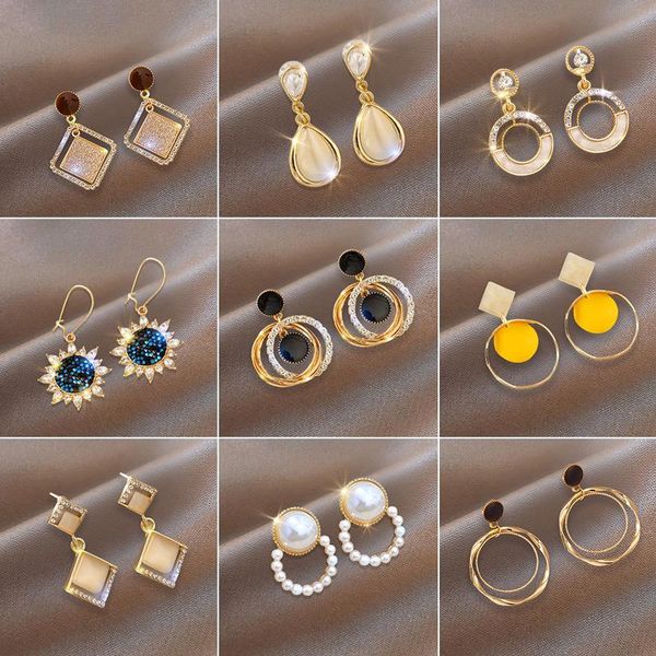 

hoop & huggie 2021 trend earrings pearl for women multi-style gold metal circle wedding jewelry gift, Golden;silver