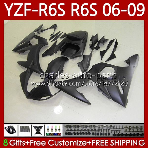 OEM-Karosserie für Yamaha YZF-R6S YZF R6S 600CC YZF-600 2006 2007 2008 2009 Körper schwarz flach 96No.54 YZF R6 S 600 CC YZFR6S 06 07 08 09 YZF600 2006-2009 Motorradverkleidung