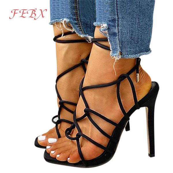 

sandals women pumps female lace-up square toe thin heels ladies fashion solid high heel summer party women's footwear, Black