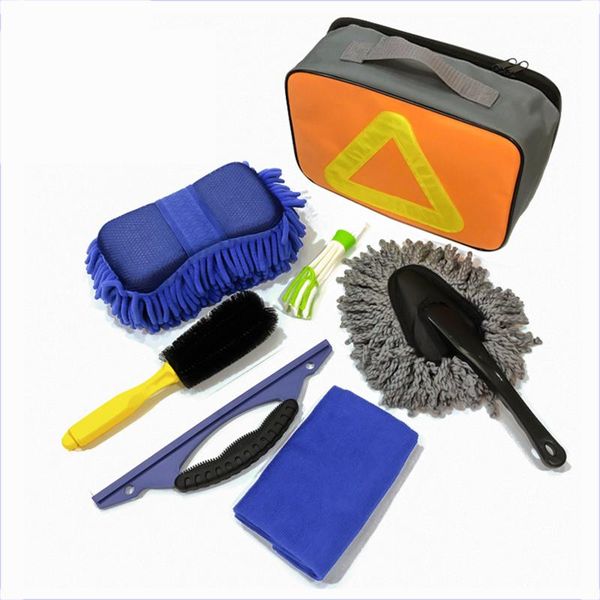 

car sponge washing tools cleaning supplies 7pcs set scraper towel bin
