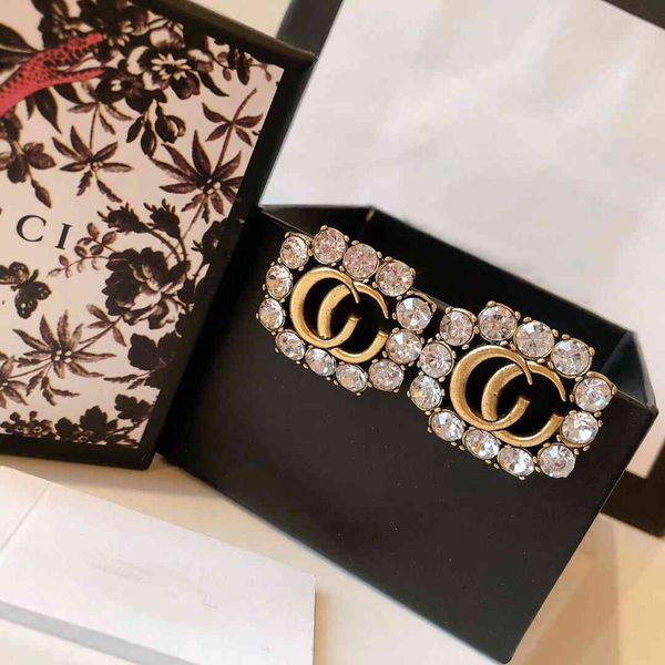 

design jewelry new brass double letter diamond earrings for women savv, Golden