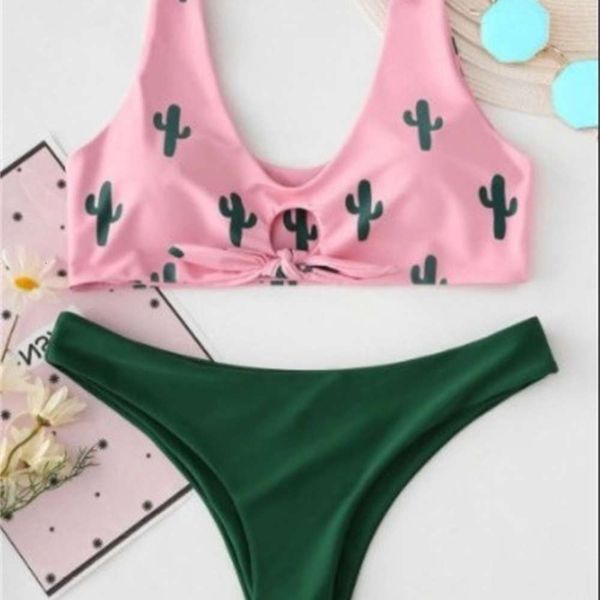 

ms swimsuit split cactus printed women's swimsuit bikini, White;black
