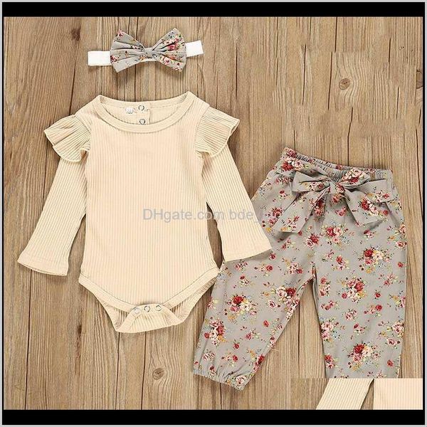 

sets baby, & maternityautumn born baby girl clothes set floral romper pants headband outfits clothing 3pcs kids toddler ruffles long sl, White