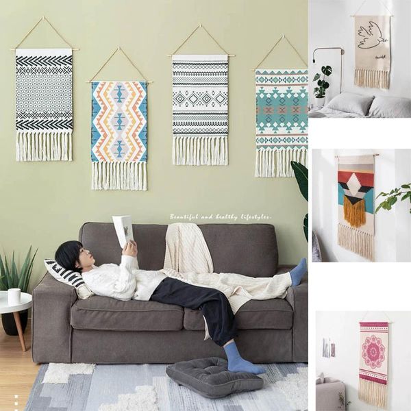 

tapestries tapestry wall hanging woven wedding backdrop geometric bohemian yarn living room decoration