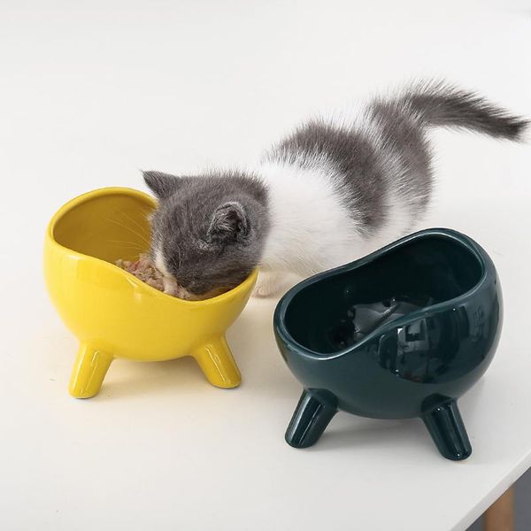 

cat bowls & feeders ceramic dog feeder with raised stand non-slip food and water bowl for puppy small animals pet products