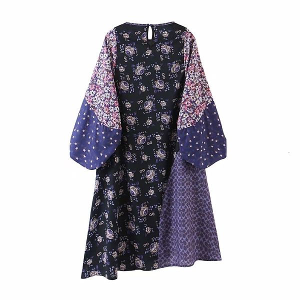 

vintage designer clothing a line long fall women's fashion es casual retro design printed patchwork lantern sleeve, Black;gray