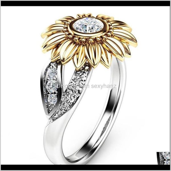 

cluster rings crystal cubic zirconia gold sunflower ring flower shape fashion jewelry gift for women will and sandy drop 8faal sggpn, Golden;silver