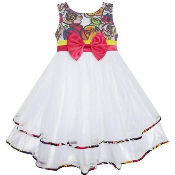 

girl's dresses flower girl dress bohemian tulle tiered layer white wedding kids 2021 summer princess party children clothes size 2-101, Red;yellow