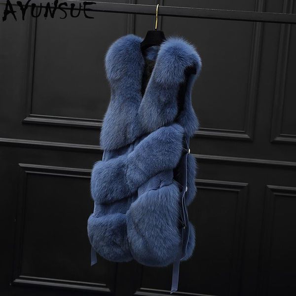 

women's fur & faux ayunsue real coat winter jacket women natural vest clothes 2021 korean pink jackets chaqueta mujer my3985, Black