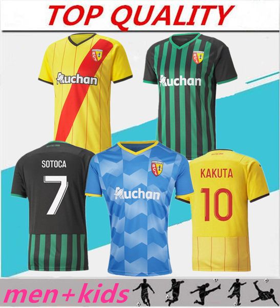 

maillot lens rc soccer jerseys 21 22 kakuta ganago sotoca fofana gradit fortes banza cahuzac doucoure 2021 2022 lens football shirts men kid, Black