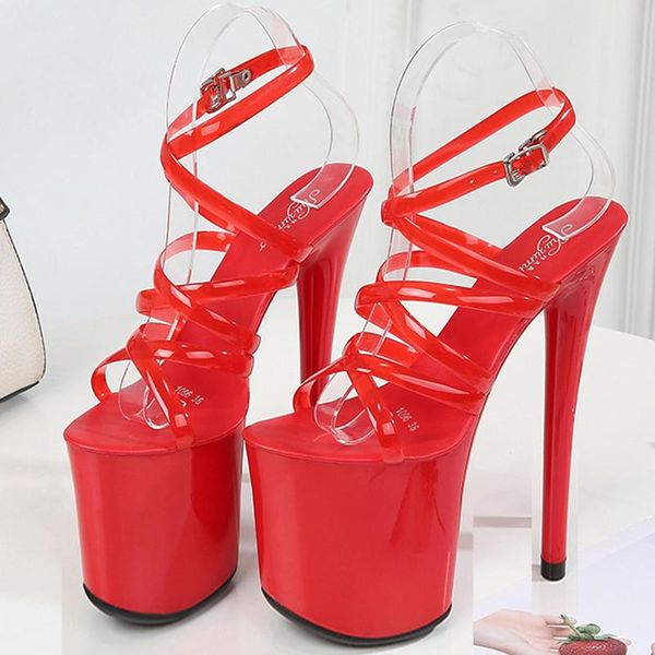

sandals 20cm high heels model platform super women transparent nightclub pole dancing party show shoes, Black