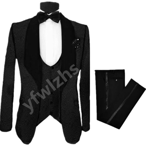 

handsome embossing groomsmen shawl lapel groom tuxedos men suits wedding/prom/dinner blazer(jacket+pants+vest+tie) 277 men's & blazers, White;black