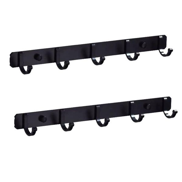 

2pcs wall mounted kitchen storage rack stainless steel bathroom black hanger coat hook robe hangers & racks