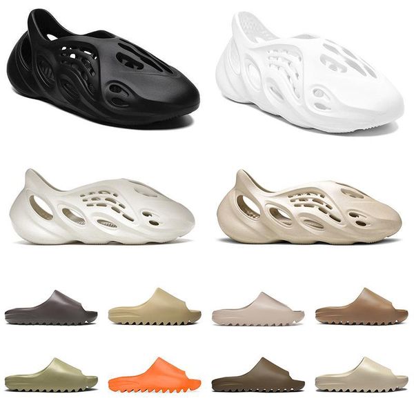 

kanye men women 2021 slipper foam runner sand slide orange earth brown core pure bone black white beach slippers ysj