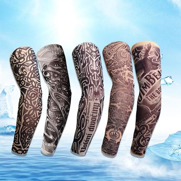 

1pcs tattoo sleeve bicycle sun cream hand long cuff cycling cover sports outdoor air bike uv protect elbow & knee pads, Black;gray