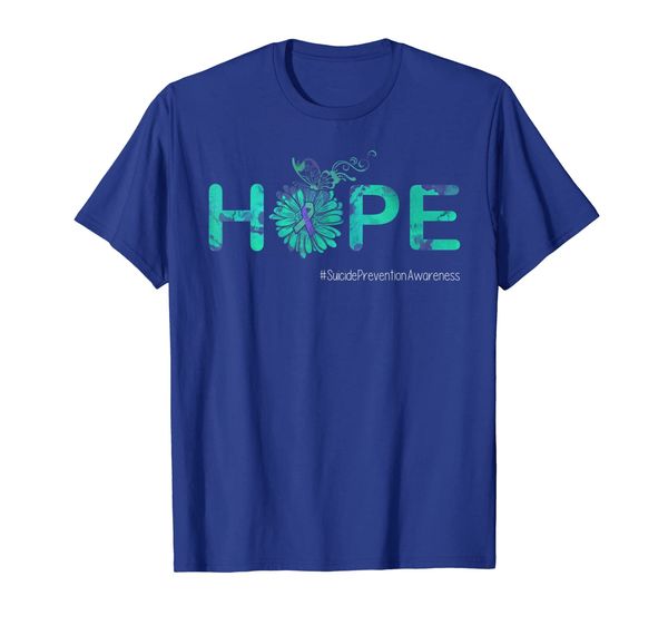 

hope butterfly ribbon suicide prevention awareness tshirt, White;black