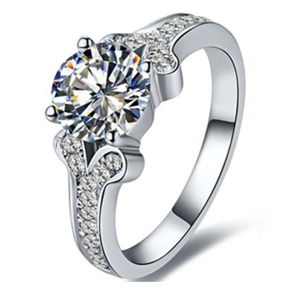 

cluster rings genuine white gold ring moissanite test positive 1ct diamond carbon engagement jewelry for women 14k brand, Golden;silver