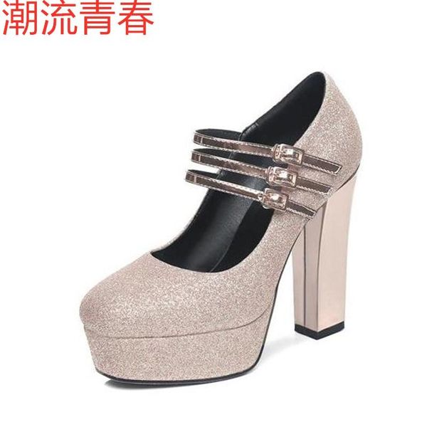 

crystal pumps women autumn shoes super high heels bride wedding party banquet silver ladies buckle strap shoe dress, Black