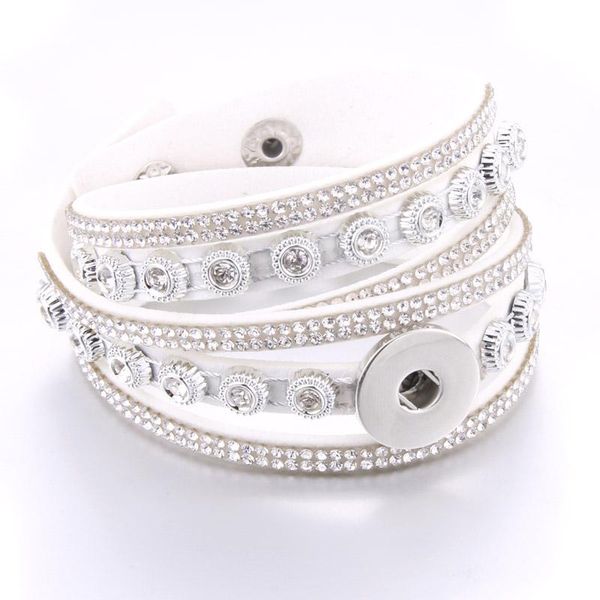 

snap button jewelry charm multilayer leather bracelet with crystal rhinestone fit 18mm buttons women men bracelets, Golden;silver